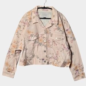 Sanctuary Garden Girl floral print denim jacket Pink 2X Feminine Pastel NWT